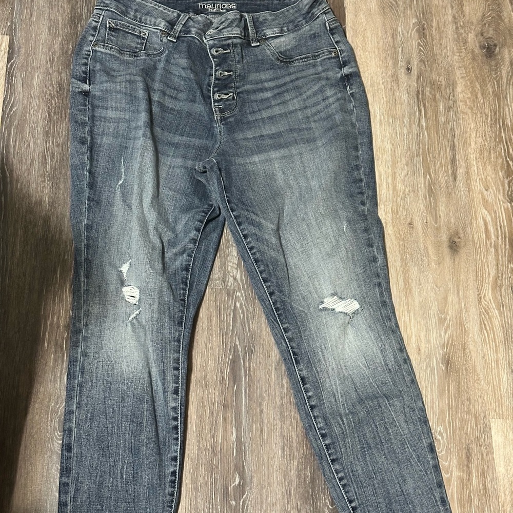 Maurices Blue High Rise Distressed Jeans